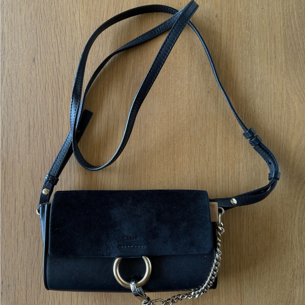 Chloe Faye Black Leather Crossbody Bag